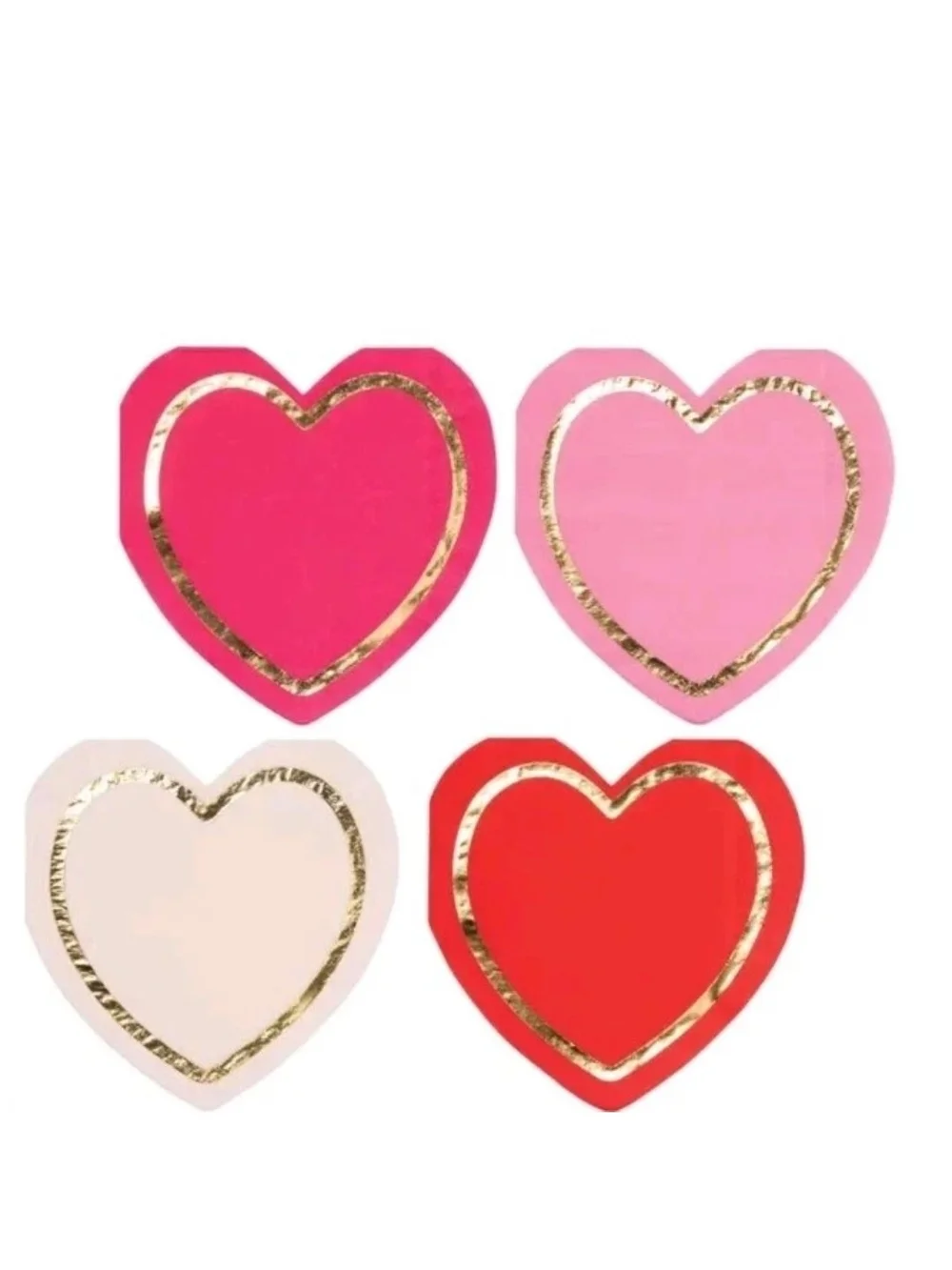 Sugar Plum Heart Shaped Napkins Gold Foil 16 Count Lot of 3 Valentine's Day New